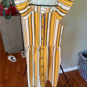 Little Lass Yellow and Blue Striped Dress